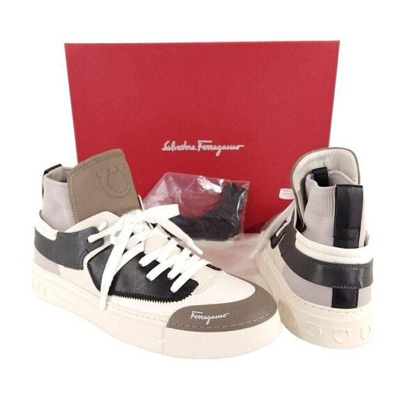 Salvatore Ferragamo Marvelous Borg Leather Sock Sneakers 8 M 41 Men’s New - Picture 2 of 15